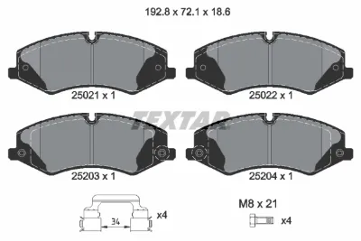 Колодки тормозные передние дисковые TEXTAR 2502201