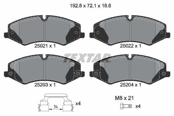 Колодки тормозные передние дисковые TEXTAR 2502201