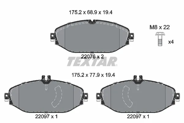 Передние тормозные колодки 2207601 Textar
