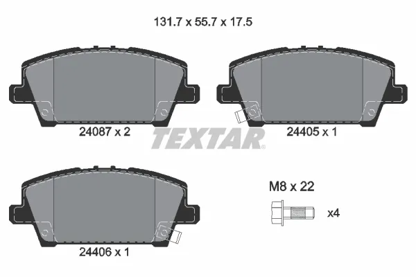 Передние тормозные колодки 2408701 Textar