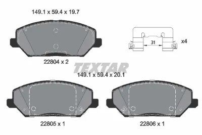 Колодки тормозные передние дисковые TEXTAR 2280401