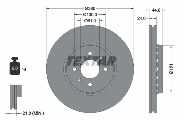 Передние тормозные диски 92254603 Textar