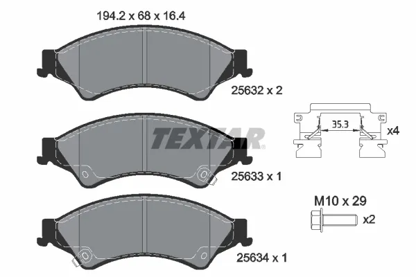 Передние тормозные колодки 2563201 Textar