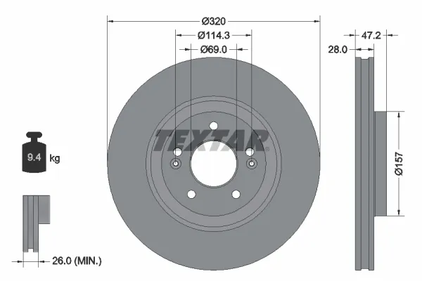 Передние тормозные диски 92306303 Textar