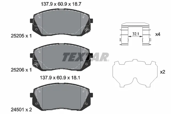 Передние тормозные колодки 2520504 Textar