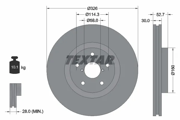 Передние тормозные диски 92194303 Textar