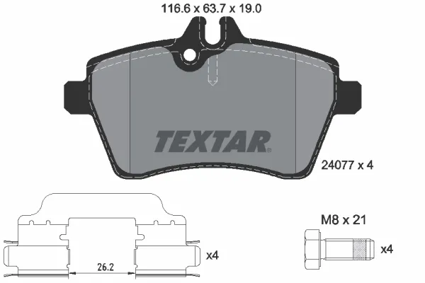 Передние тормозные колодки 2407702 Textar
