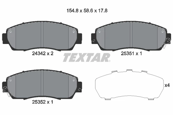 Колодки тормозные передние дисковые TEXTAR 2434201