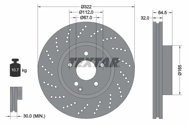 Передние тормозные диски 92163405 Textar
