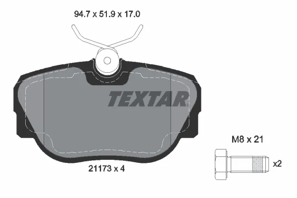 Передние тормозные колодки 2117302 Textar