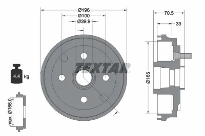 Барабан тормозной передний TEXTAR 94033900