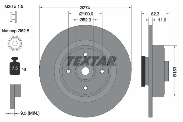 Тормозные диски 92141403 Textar