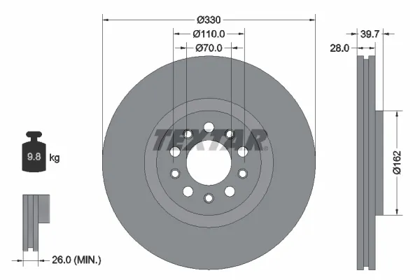 Передние тормозные диски 92220903 Textar