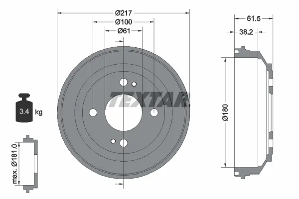 Тормозной барабан 94017500 Textar