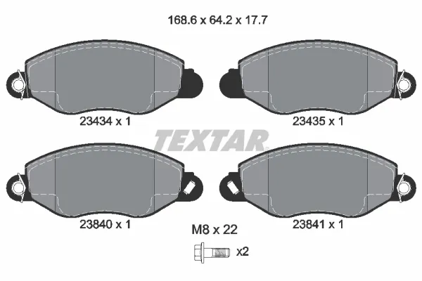 Передние тормозные колодки 2343401 Textar