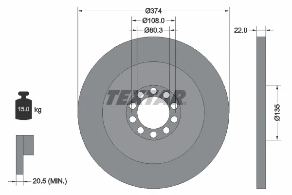 Тормозные диски 93015500 Textar