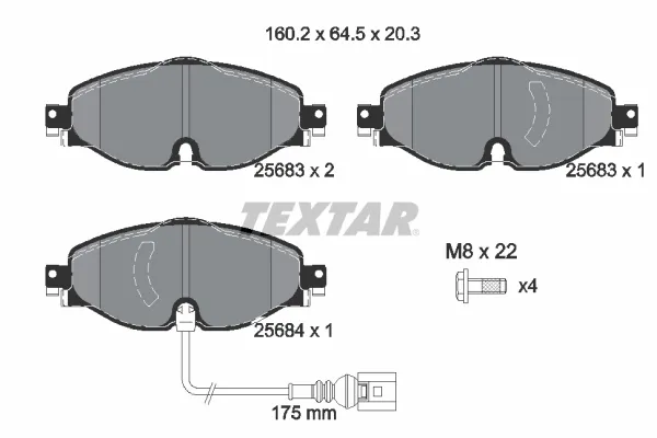 Передние тормозные колодки 2568301 Textar