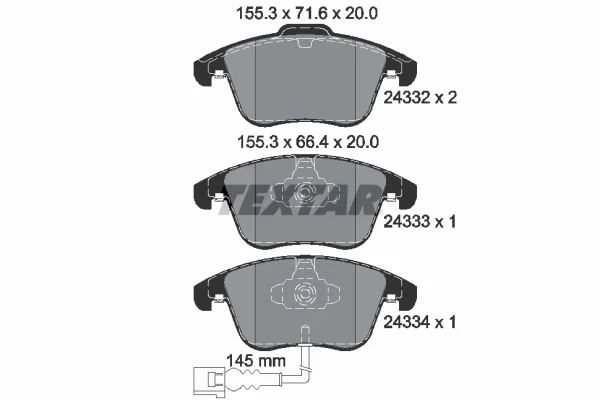 Колодки тормозные передние дисковые TEXTAR 2433301