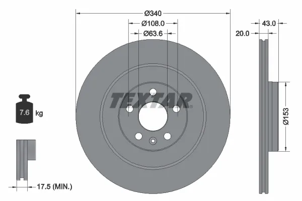 Тормозные диски 92304503 Textar