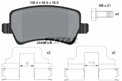 Колодки тормозные задние дисковые TEXTAR 2449602