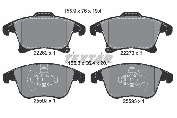 Передние тормозные колодки 2226901 Textar
