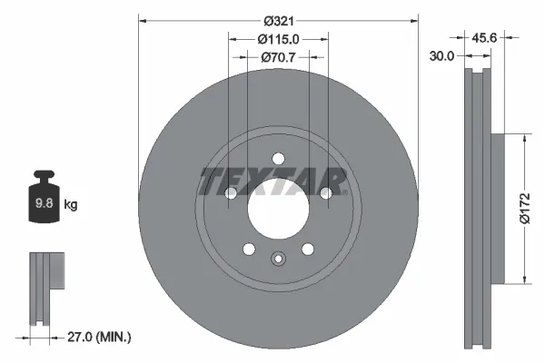 Передние тормозные диски 92256803 Textar