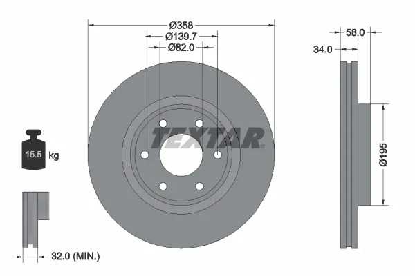 Передние тормозные диски 92309803 Textar