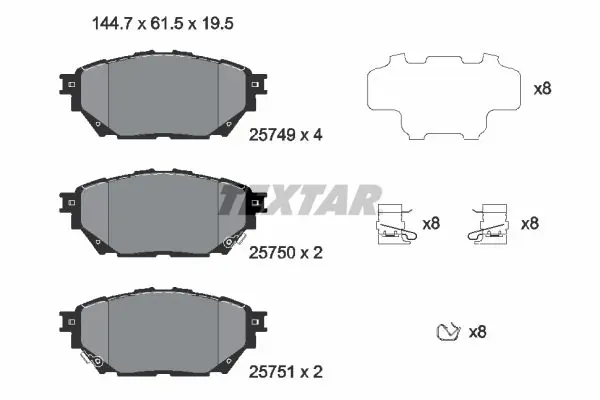 Передние тормозные колодки 2574901 Textar
