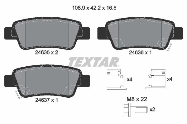 Задние тормозные колодки 2463501 Textar