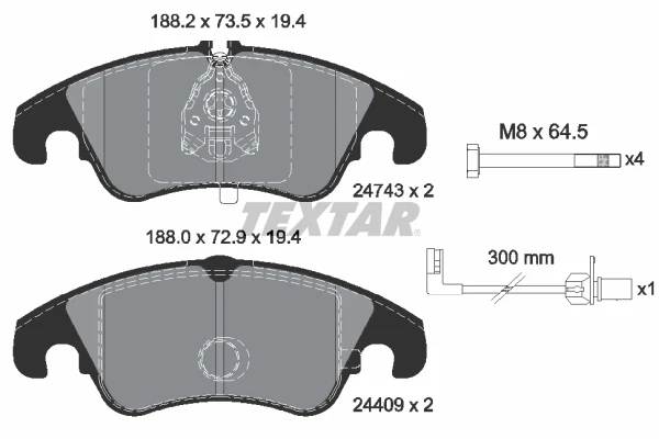 Колодки тормозные передние дисковые TEXTAR 2474301