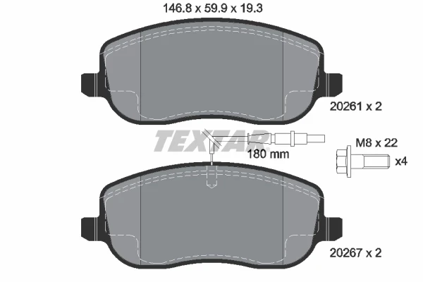 Передние тормозные колодки 2026101 Textar