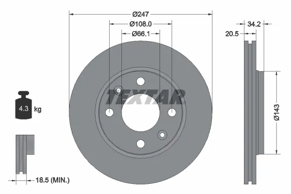 Передние тормозные диски 92043103 Textar