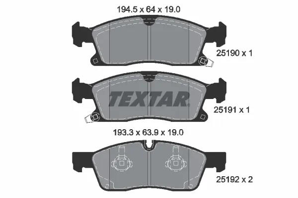 Передние тормозные колодки 2519002 Textar
