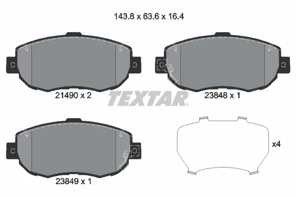 Передние тормозные колодки 2149001 Textar