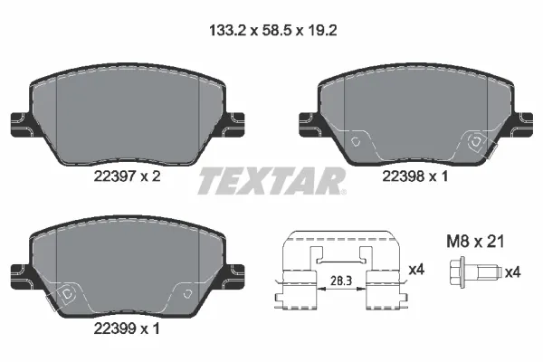 Передние тормозные колодки 2239701 Textar