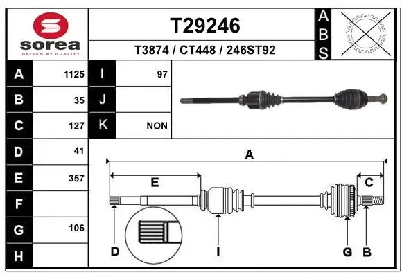 Правая полуось T29246 EAI