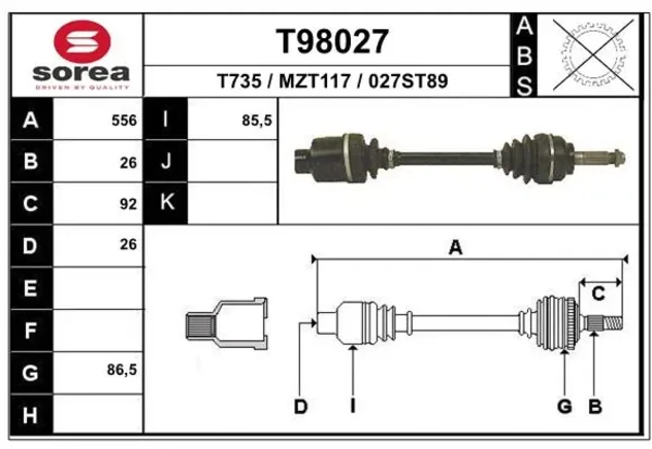  Правая полуось Mazda 626 3