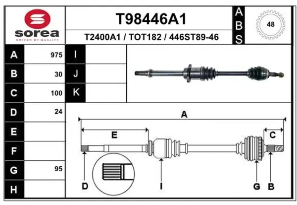 Правая полуось 4341005321 Toyota