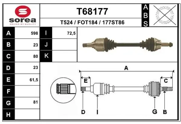 Левая полуось 5024573 Ford