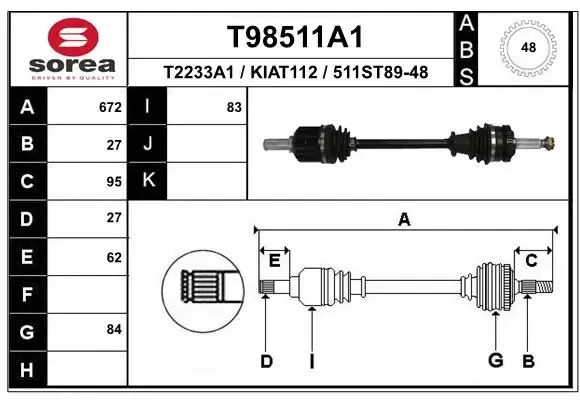 Левая полуось BB1219 Posterparts