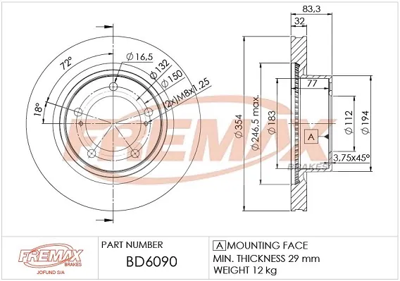 Передние тормозные диски BD6090 Fremax