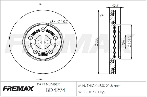 Передние тормозные диски BD4294 Fremax