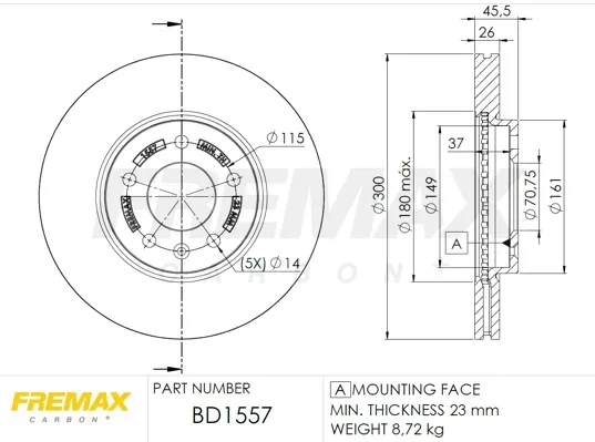 Передние тормозные диски BD1557 Fremax