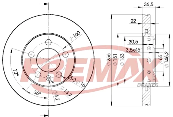 Передние тормозные диски BD5602 Fremax