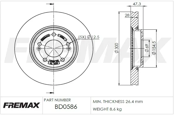 Передние тормозные диски BD0586 Fremax