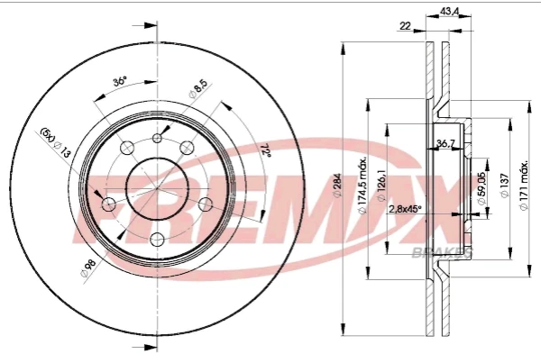 Передние тормозные диски BD1548 Fremax