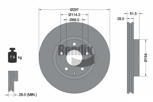 Передние тормозные диски BDS1640 Jurid/Bendix