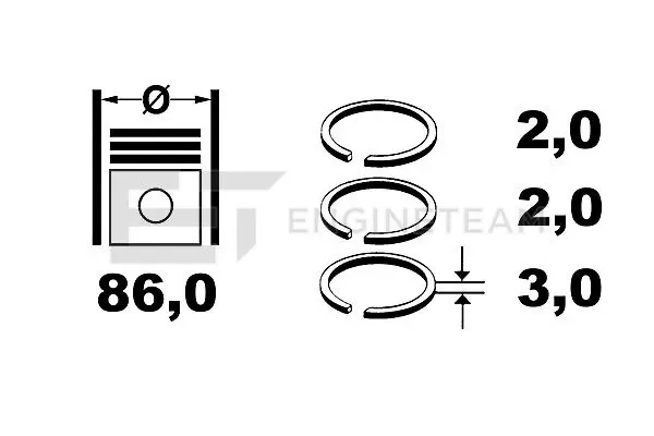 Поршневые кольца, стандартные Mazda RF2A11SC0