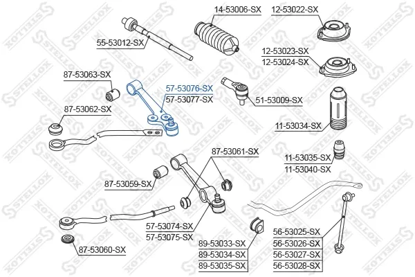 Рычаг передней подвески левый 5753076SX Stellox