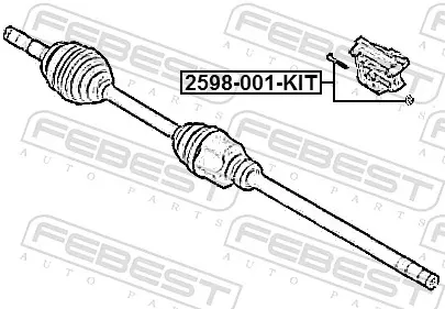Болт опоры подвесного подшипника передней полуоси 2598001KIT Febest